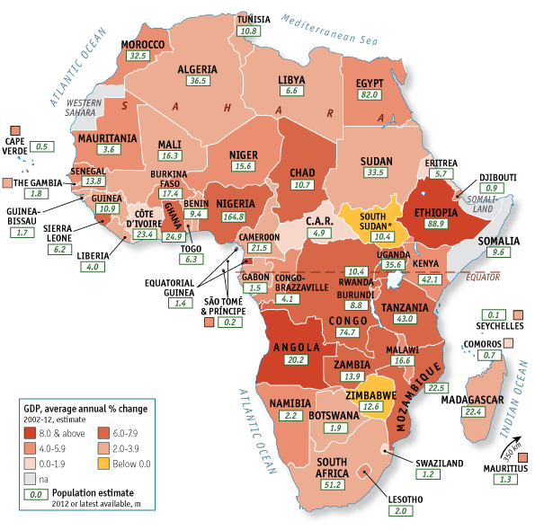 What are some of the biggest countries in Africa?