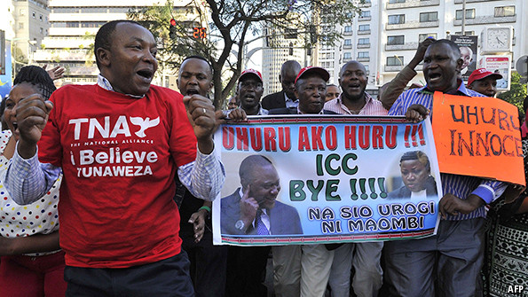 Supporters of Kenya's President Uhuru Kenyatta, celebrate in Nairobi