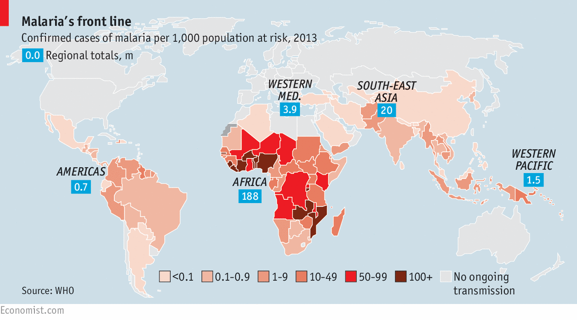 Worldwide Malaria Incidence, 2013. (WHO). 