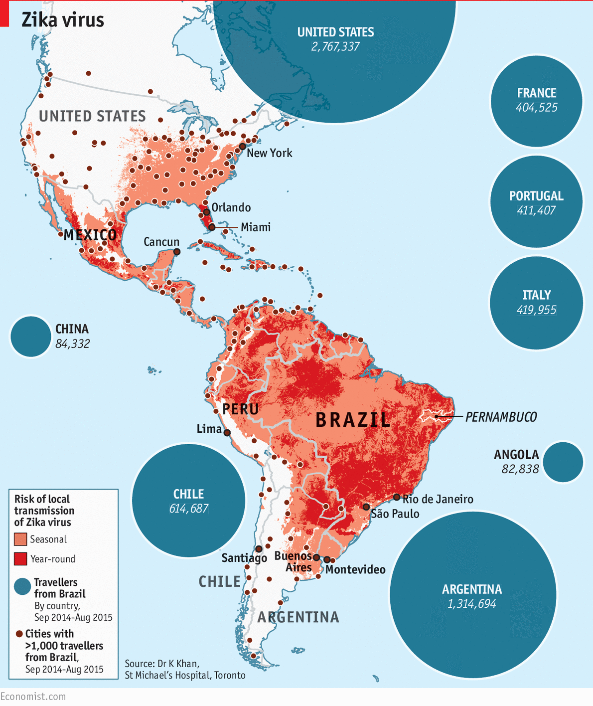 Daily chart The spread of Zika virus The Economist