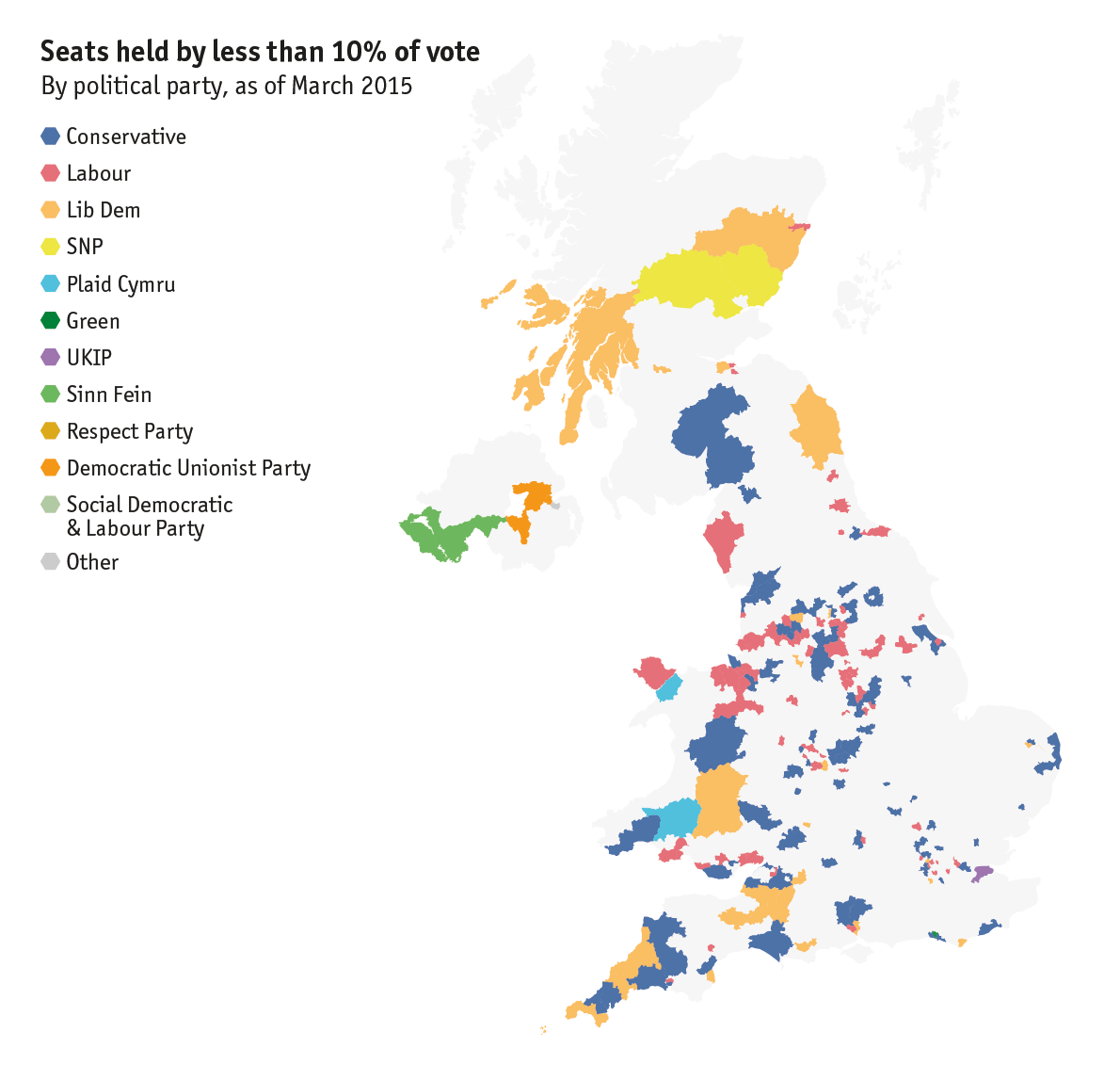 UK general election 2015 - map of Britain: Constituency cartography ...