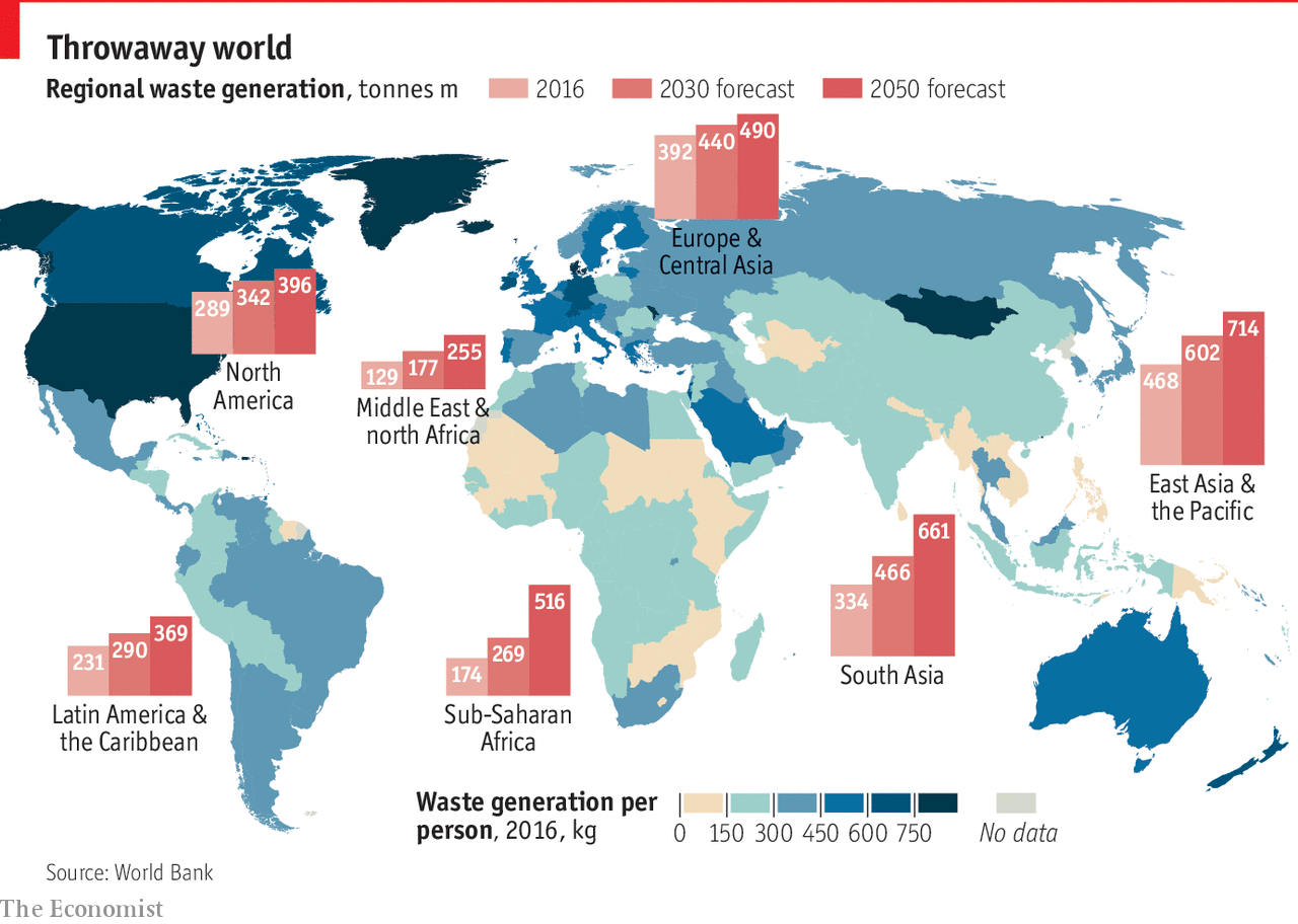 Global waste generation will nearly double by 2050 Daily chart