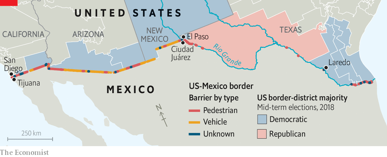 Trump Wall Mexico Border Map